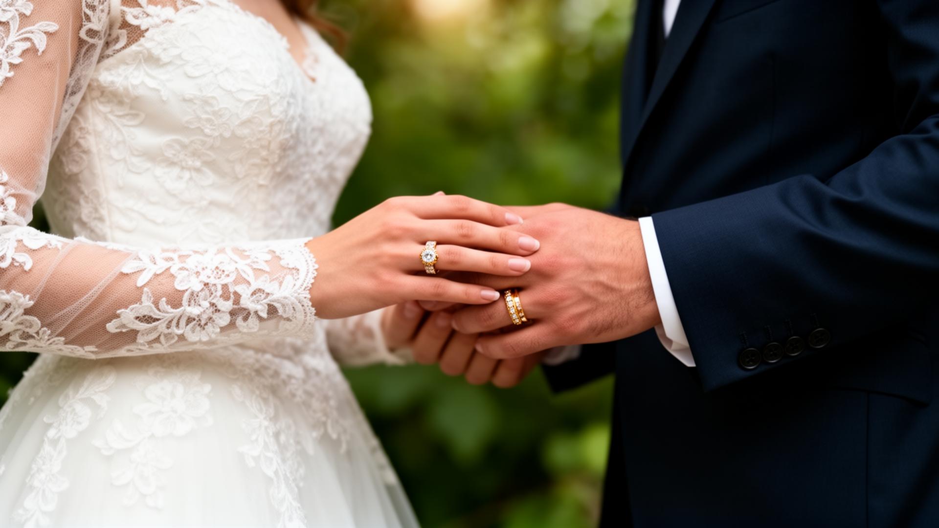 Pareja con anillos de boda